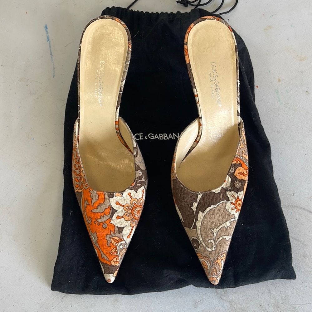 Dolce & Gabbana Canvas Mules Size 36 1/2